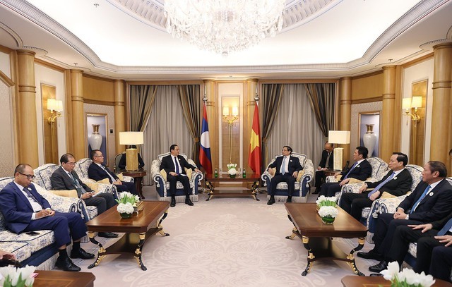 Thủ tướng Sonexay Siphandone khẳng định tiếp tục phối hợp chặt chẽ và ủng hộ Việt Nam trong các vấn đề khu vực và quốc tế. (Ảnh: VGP/Nhật Bắc)