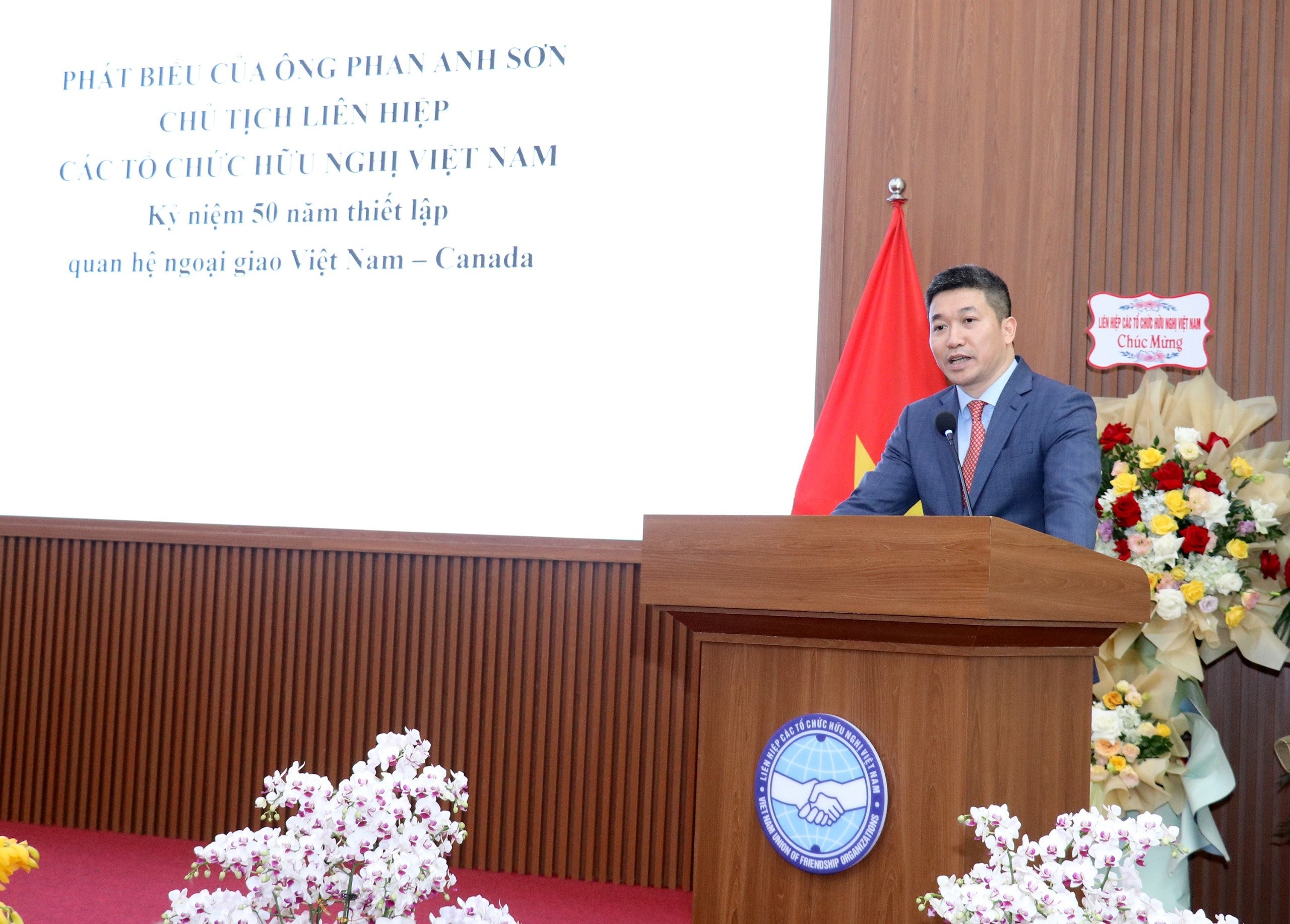 Chủ tịch VUFO Phan Anh Sơn phát biểu tại hội nghị. (Ảnh: Thu Hà)