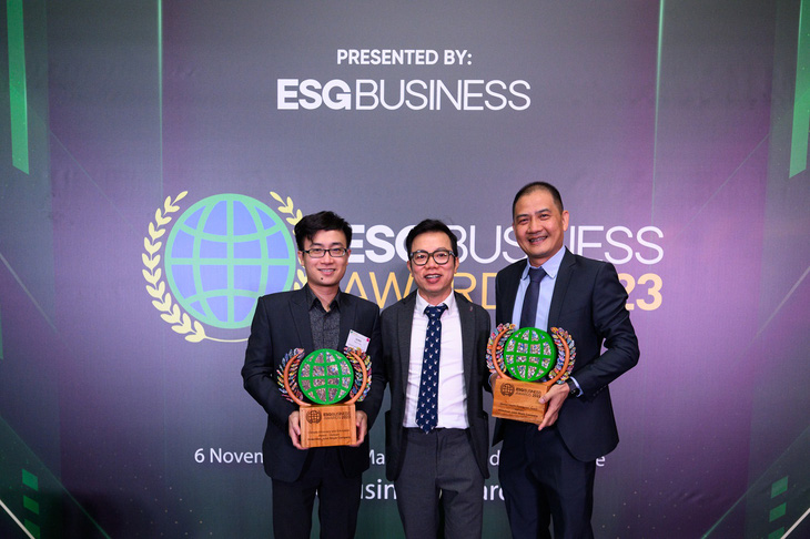 Đại diện Hệ thống Giáo dục Vinschool tại tại lễ trao giải quốc tế về phát triển bền vững ESG Business Awards - Ảnh: Đ.H.