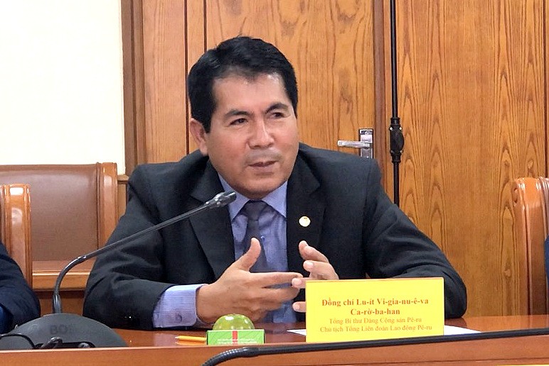 Ông Luis Villanueva Carbajal - Tổng Bí thư Đảng Cộng sản Peru, Chủ tịch Tổng Liên đoàn Lao động Peru (Ảnh: H.M).