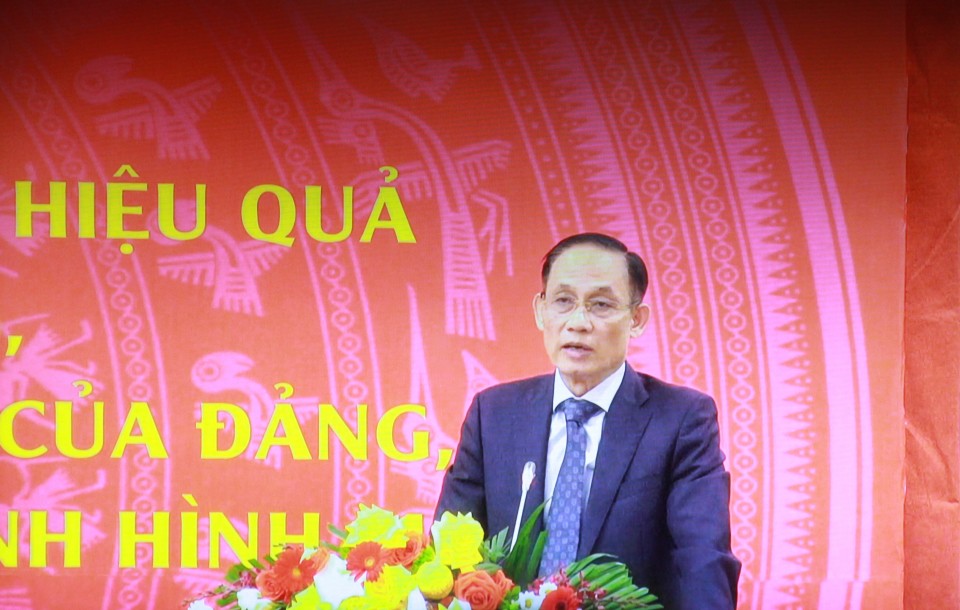 Trưởng Ban Đối ngoại Trung ương Lê Hoài Trung phát biểu tại hội nghị. Ảnh chụp màn hình.