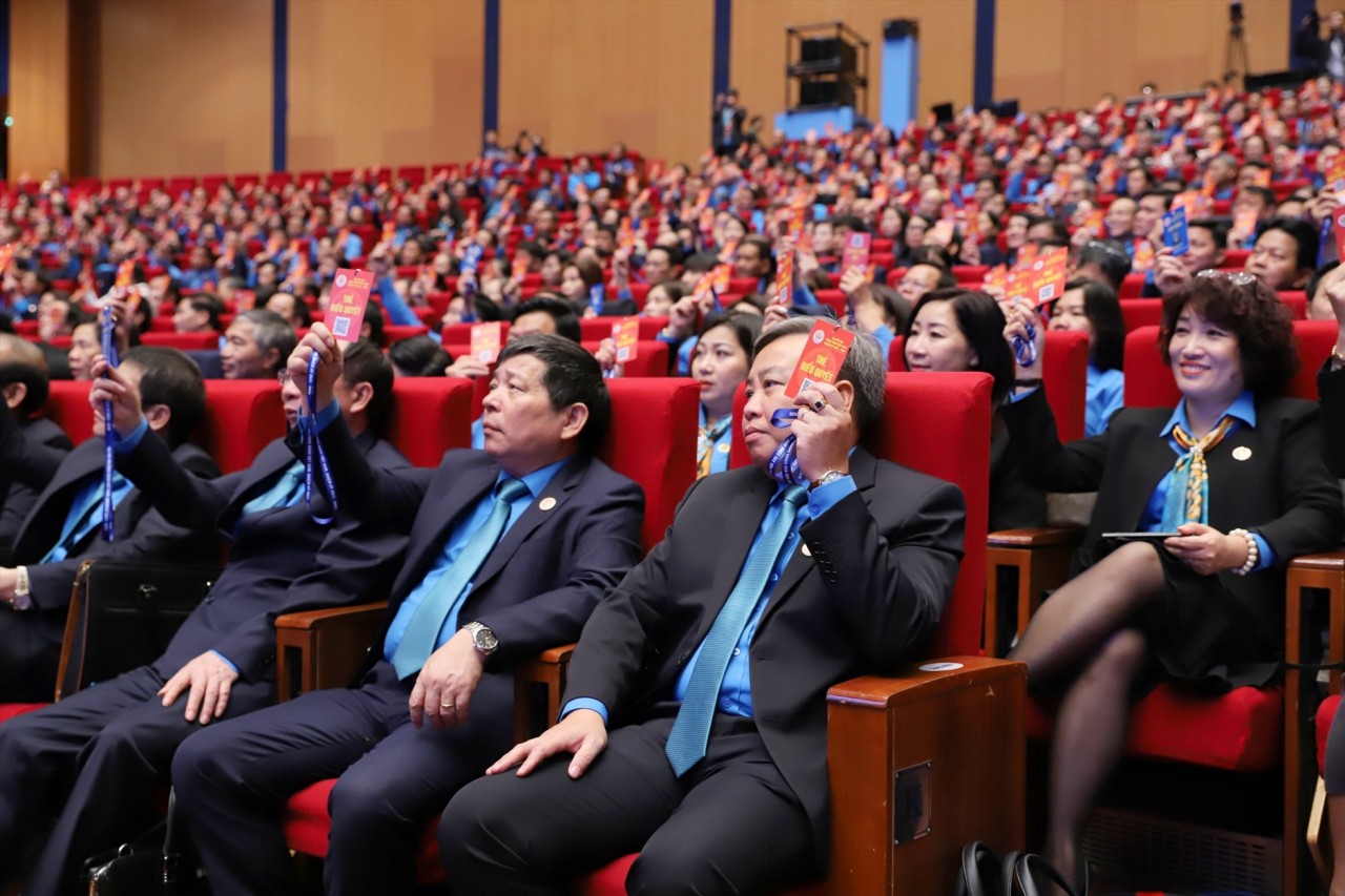 Các đại biểu dự Đại hội Công đoàn Việt Nam lần thứ XIII.