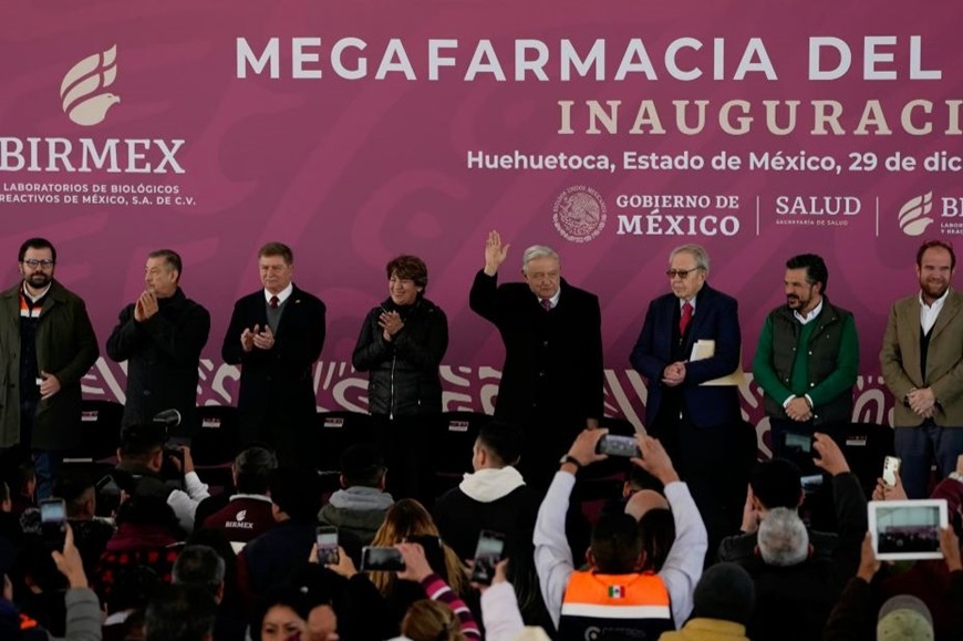 Tổng thống Mexico Andrés Manuel López Obrador tại lễ khánh thành Trung tâm phân phối dược phẩm quốc gia. Ảnh: AP
