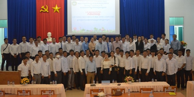 Các lưu học sinh Campuchia tham gia khóa học tiếng Việt tại Trường Cao đẳng Y tế Đồng Tháp. (Ảnh: Báo Đồng Tháp)