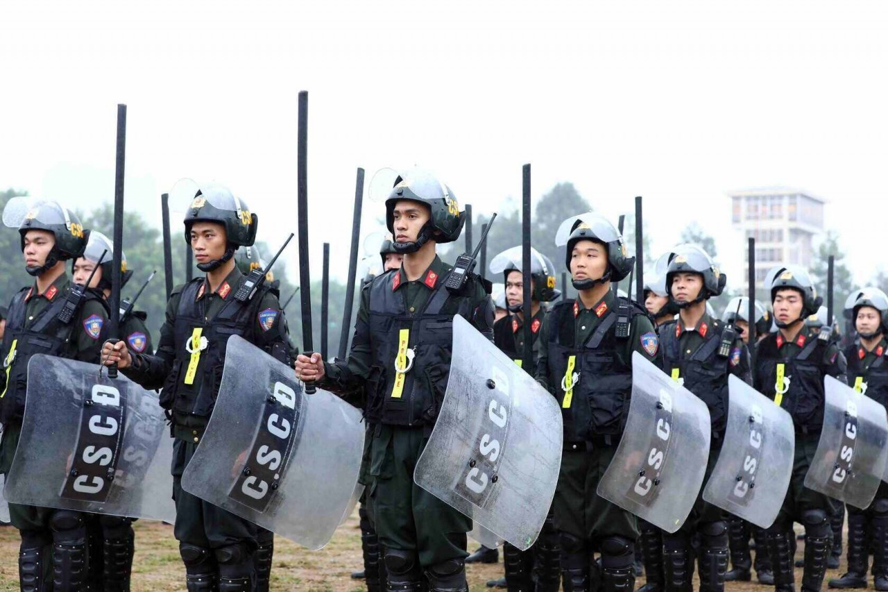 Các chiến sĩ trong lễ công bố quyết định thành lập và ra mắt Đơn vị Cảnh sát Gìn giữ hòa bình số 1 ngày 11/1. (Ảnh: TTXVN)