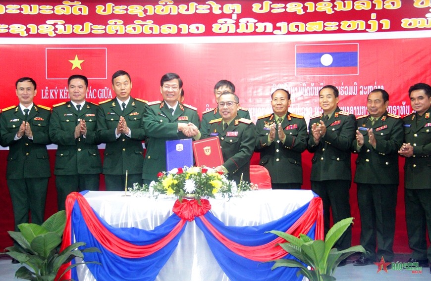 Học viện Quân y Việt Nam và Học viện Quân y Lào thống nhất, thỏa thuận ký kết Bản ghi nhớ hợp tác. (Ảnh: QĐND)