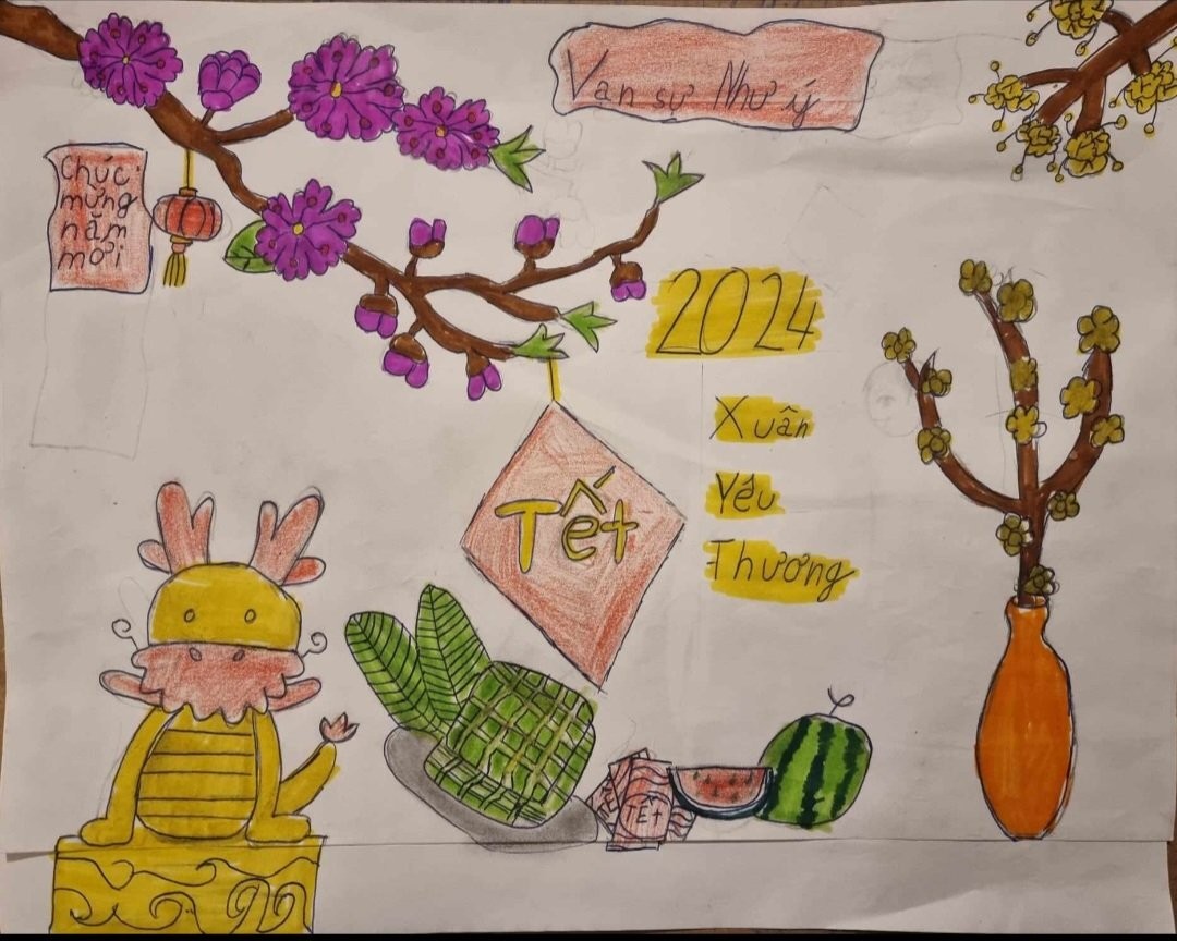Ngày Tết cổ truyền qua nét vẽ của trẻ em Việt tại Séc