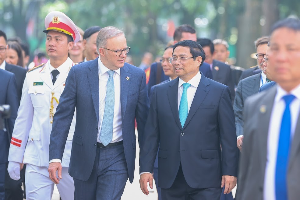 Thủ tướng Phạm Minh Chính chủ trì lễ đón Thủ tướng Australia Anthony Albanese thăm và làm việc chính thức tại Việt Nam trong 2 ngày từ 3/6-4/6/2023. (Ảnh: VGP)