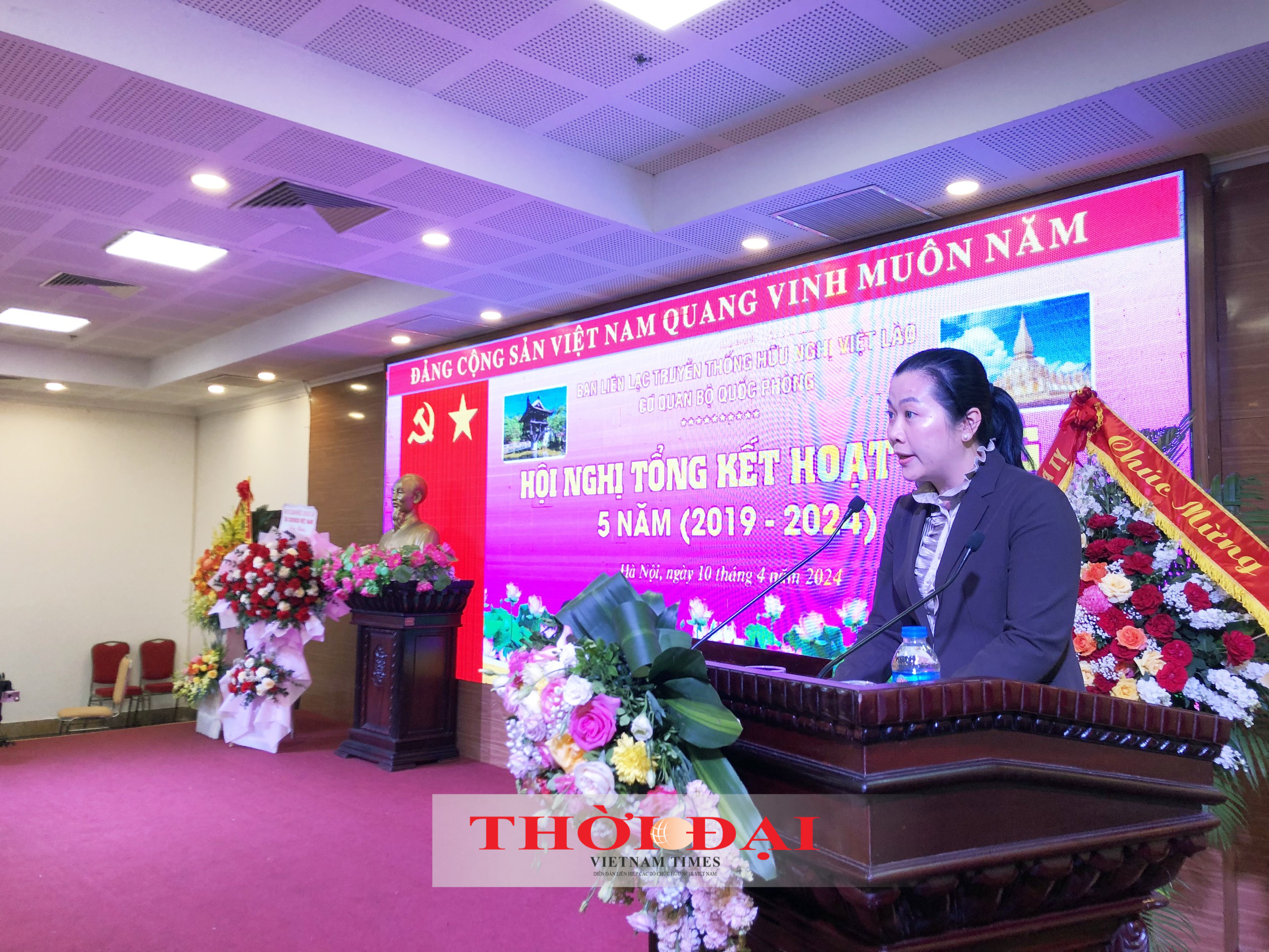 Phó Đại sứ Lào tại Việt Nam Lattana Sihalat phaát biểu tại Hội nghị. (Ảnh: Minh Anh)