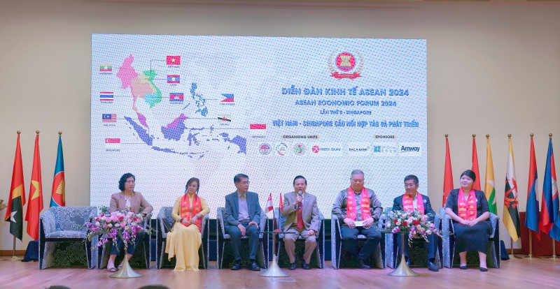 Nguyên Bộ trưởng Bộ Thông tin và Truyền thông Lê Doãn Hợp phát biểu trong Diễn đàn Kinh tế ASEAN.