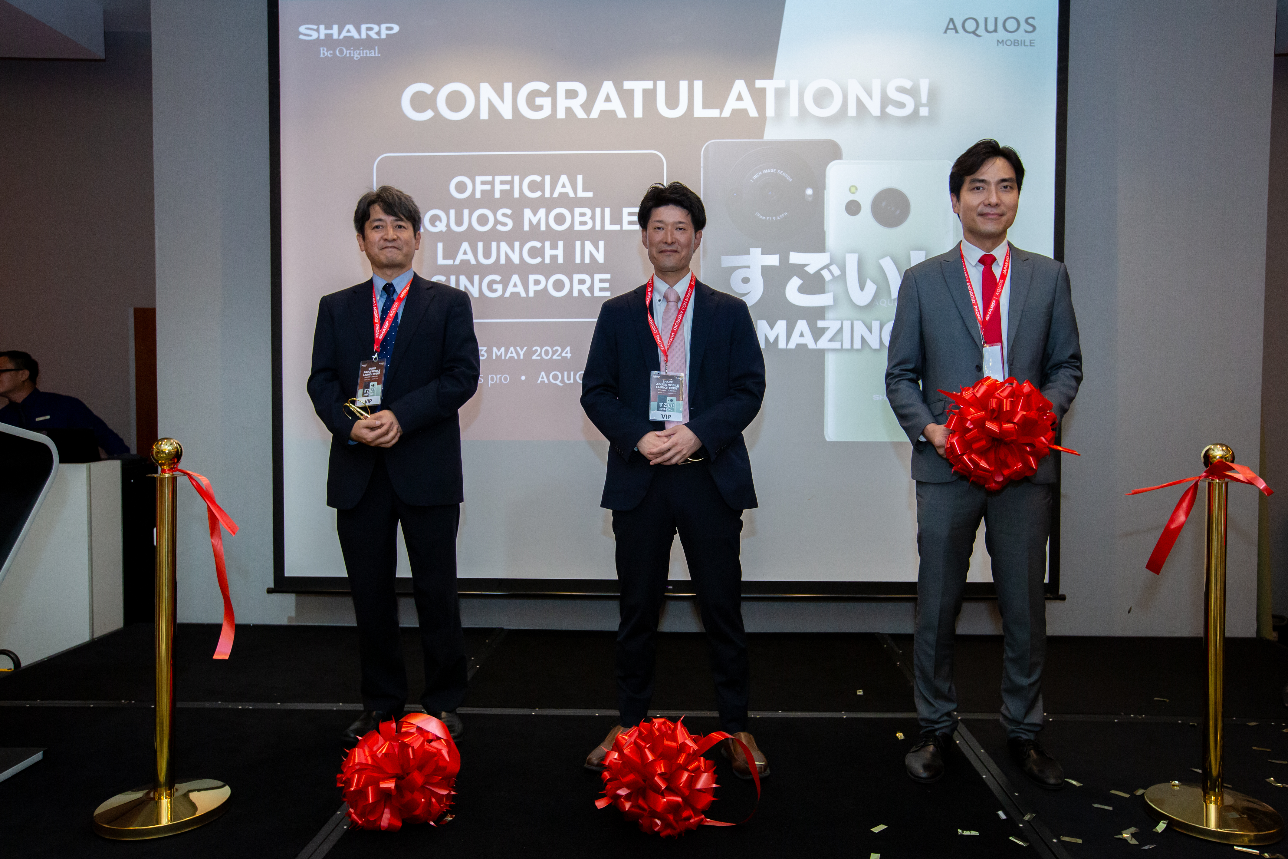 From Left to Right: Shinya Akashi, Deputy Division Manager of MCB Sharp Corporation, Masaaki Nakae, General Manager of MCB Sharp Corporation & Mr Woo Keat Chew, Managing Director of Sharp Singapore
