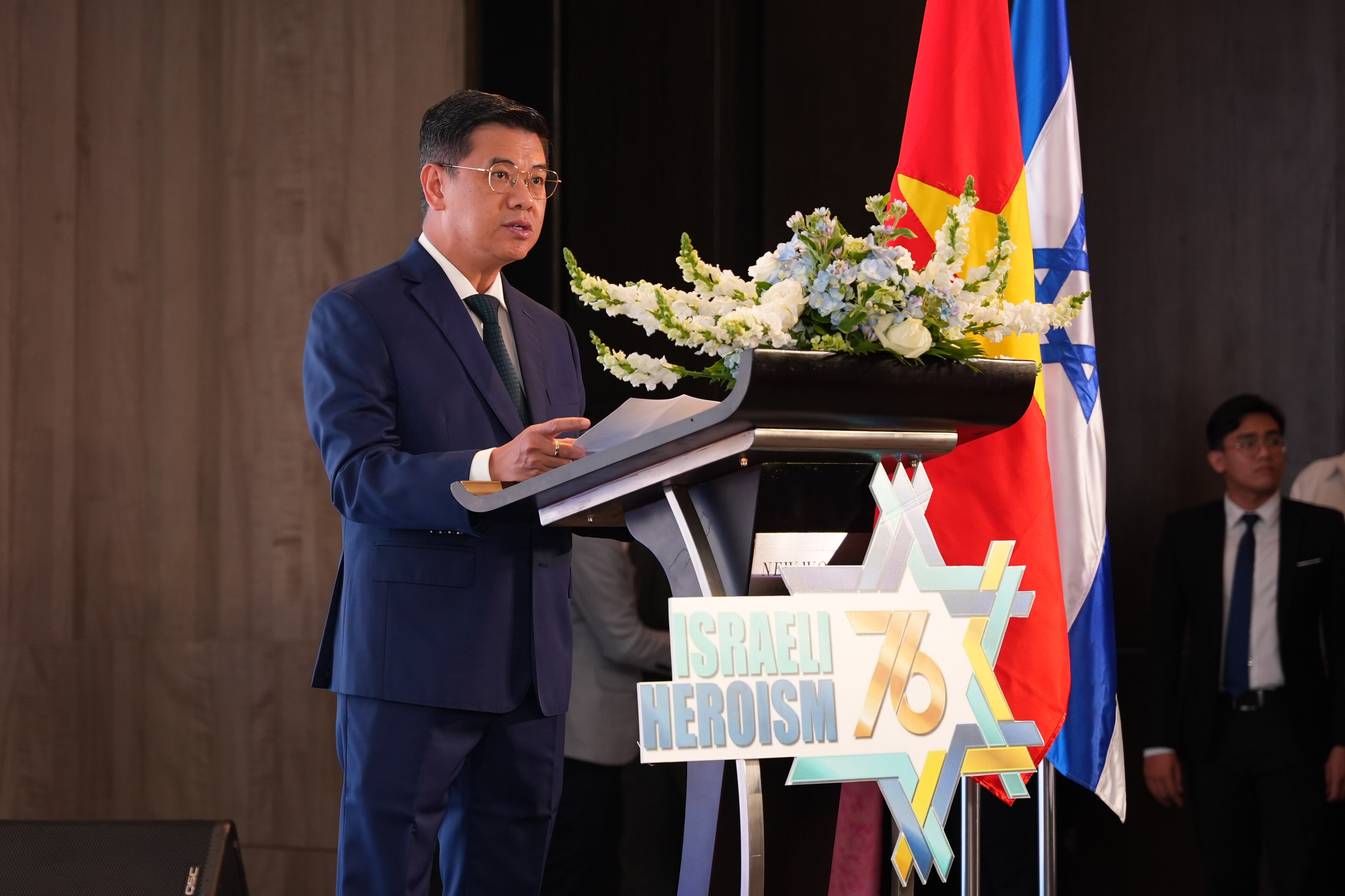 Phó Chủ tịch UBND TP.HCM Nguyễn Văn Dũng phát biểu chúc mừng kỷ niệm 76 năm ngày Độc lập Nhà nước Israel.