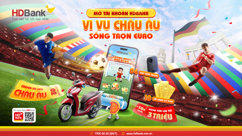 Ghi bàn trên ứng dụng HDBank, đến châu Âu xem chung kết Euro 2024