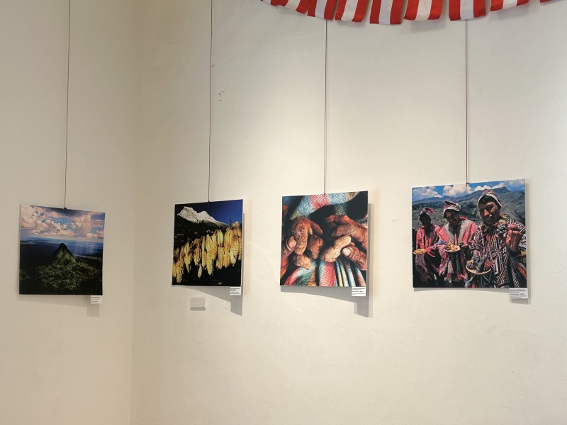 Góc trưng bày các bức ảnh về vùng núi Peru tại triển lãm. 