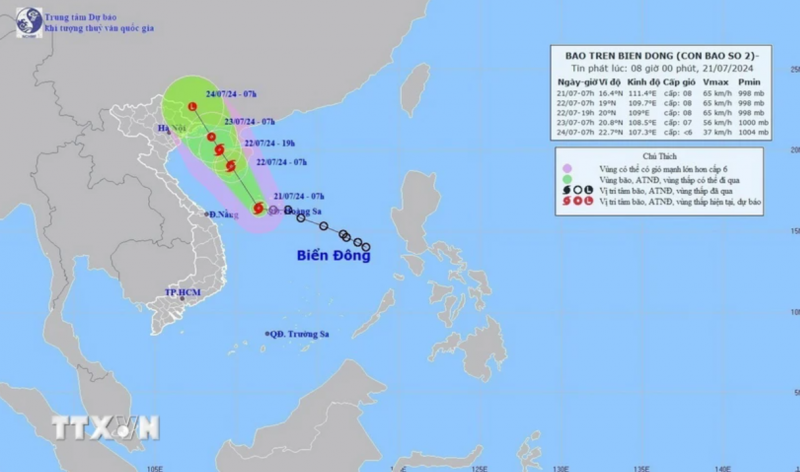 Áp thấp nhiệt đới mạnh lên thành bão số 2