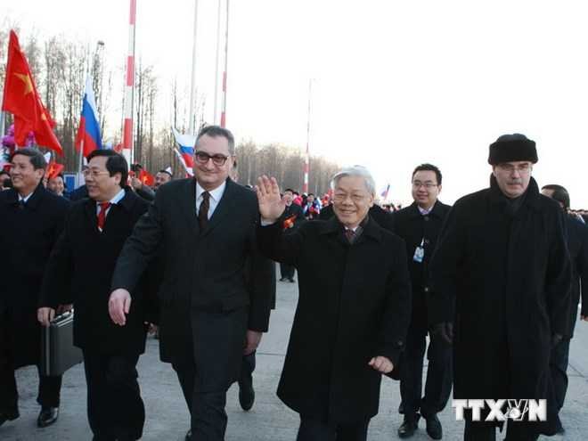 Tổng Bí thư Nguyễn Phú Trọng thăm chính thức Liên bang Nga theo lời mời của Tổng thống Vladimir Putin năm 2014. (Ảnh: TTXVN)