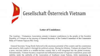 Thư chia buồn của Hội hữu nghị Áo - Việt Nam