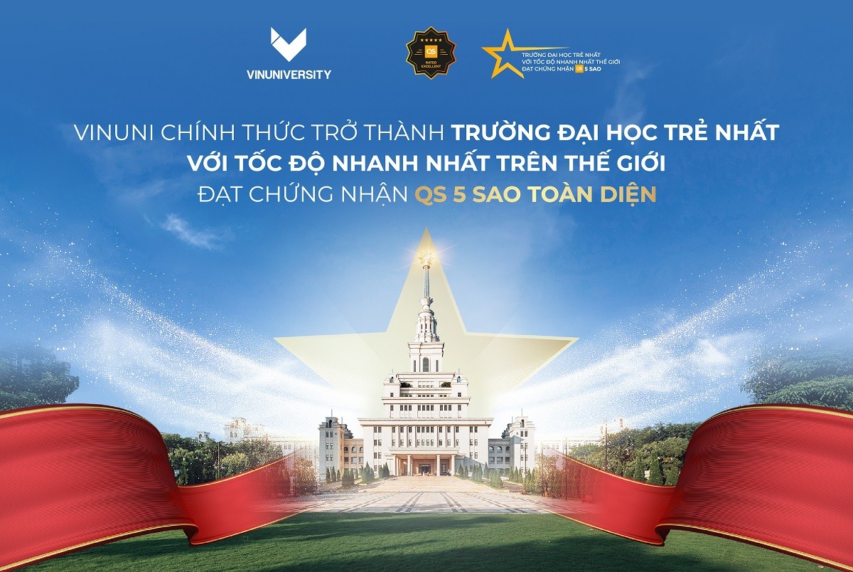 VinUni trở thành đại học trẻ nhất, với tốc độ nhanh nhất thế giớ đạt chứng nhận QS 5 sao.