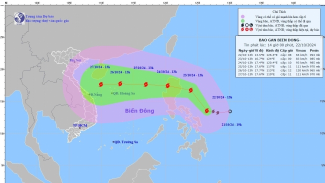 Bão TRAMI di chuyển nhanh vào biển Đông có khả năng trở thành bão số 6 năm 2024