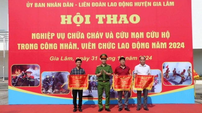 Huyện Gia Lâm tổ chức hội thao nghiệp vụ chữa cháy, cứu nạn cứu hộ năm 2024