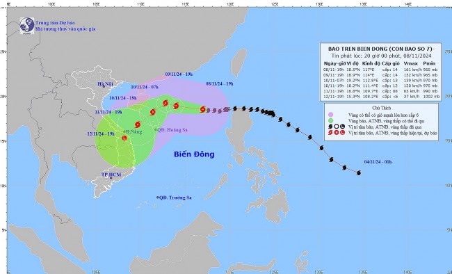 Thời tiết hôm nay (9/11): Bão Yinxing vào biển Đông, cảnh báo gió giật cấp 17