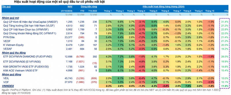 Các quỹ mua nhiều nhất VPB, HVN, VIB trong tháng 10/2024