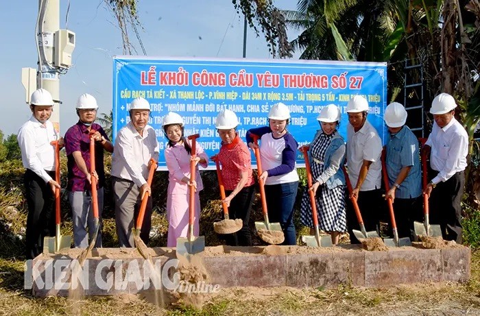 Hội Hữu nghị Việt Nam - Nhật Bản tỉnh Kiên Giang khởi công xây cầu nông thôn Rạch Tà Kiết