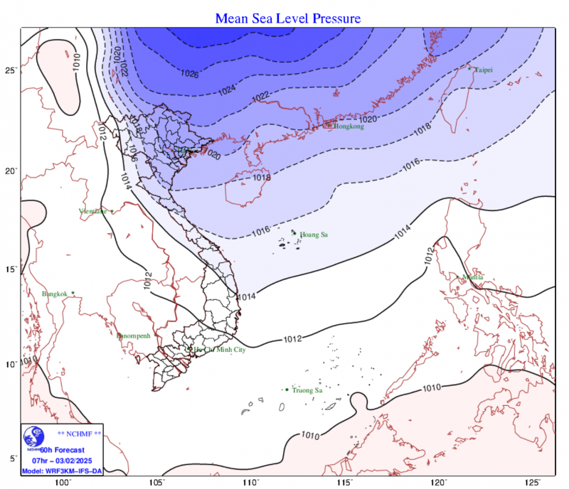 Thời tiết hôm nay (2/2): Bắc Bộ tiếp tục đón thêm đợt không khí lạnh tăng cường
