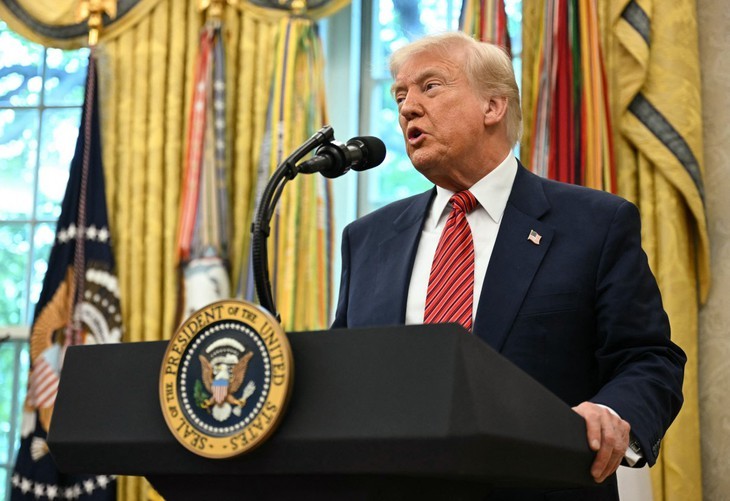 Tổng thống Mỹ Donald Trump phát biểu tại Nhà Trắng ngày 7-5 - Ảnh: AFP