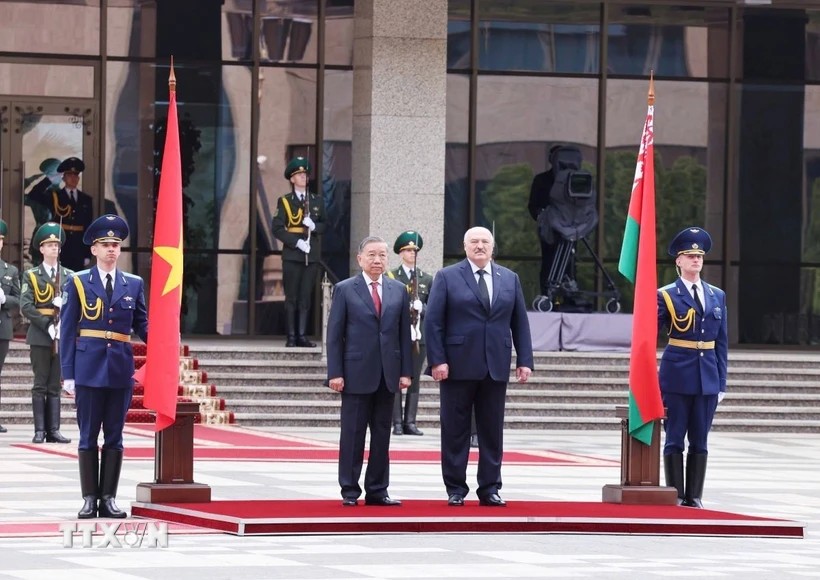 Lễ đón Tổng Bí thư Tô Lâm thăm cấp Nhà nước Cộng hòa Belarus
