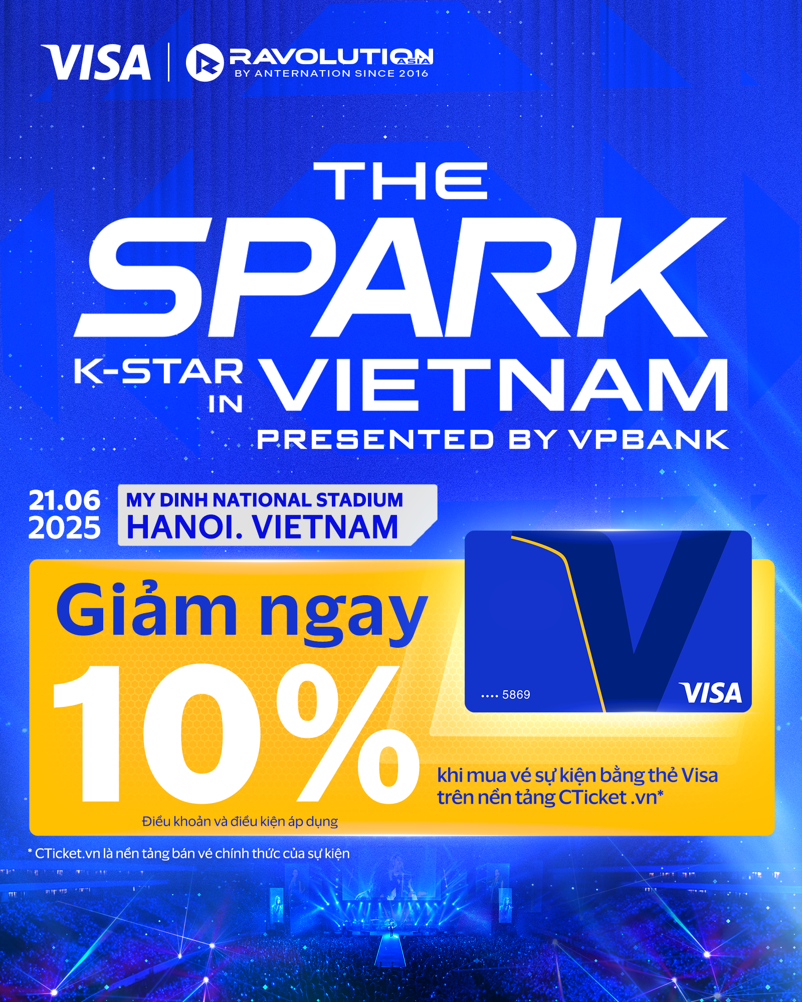 Ưu đãi giảm 10% giao dịch mua vé qua thẻ Visa tại CTicket.vn.