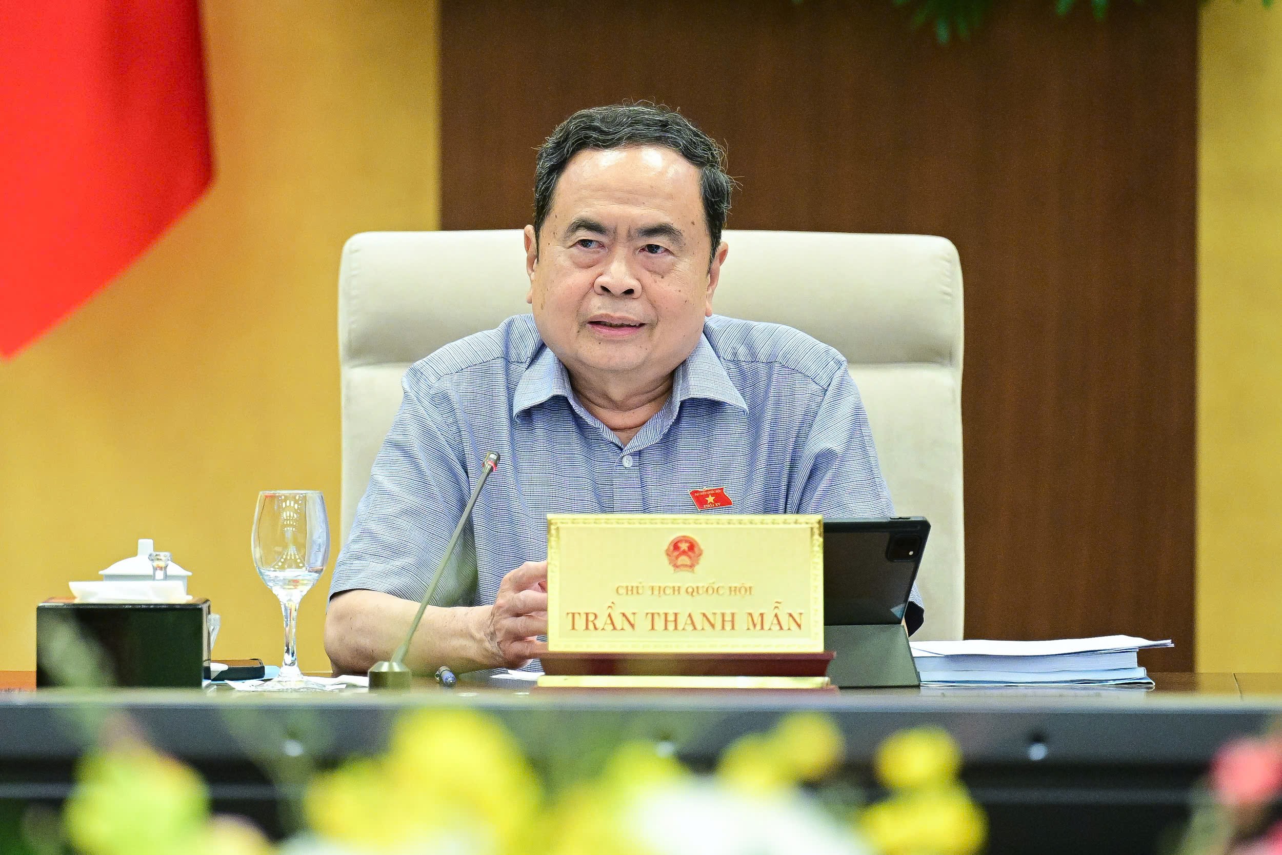 Chủ tịch Quốc hội Trần Thanh Mẫn phát biểu tại Phiên họp. (Ảnh: quochoi.vn)