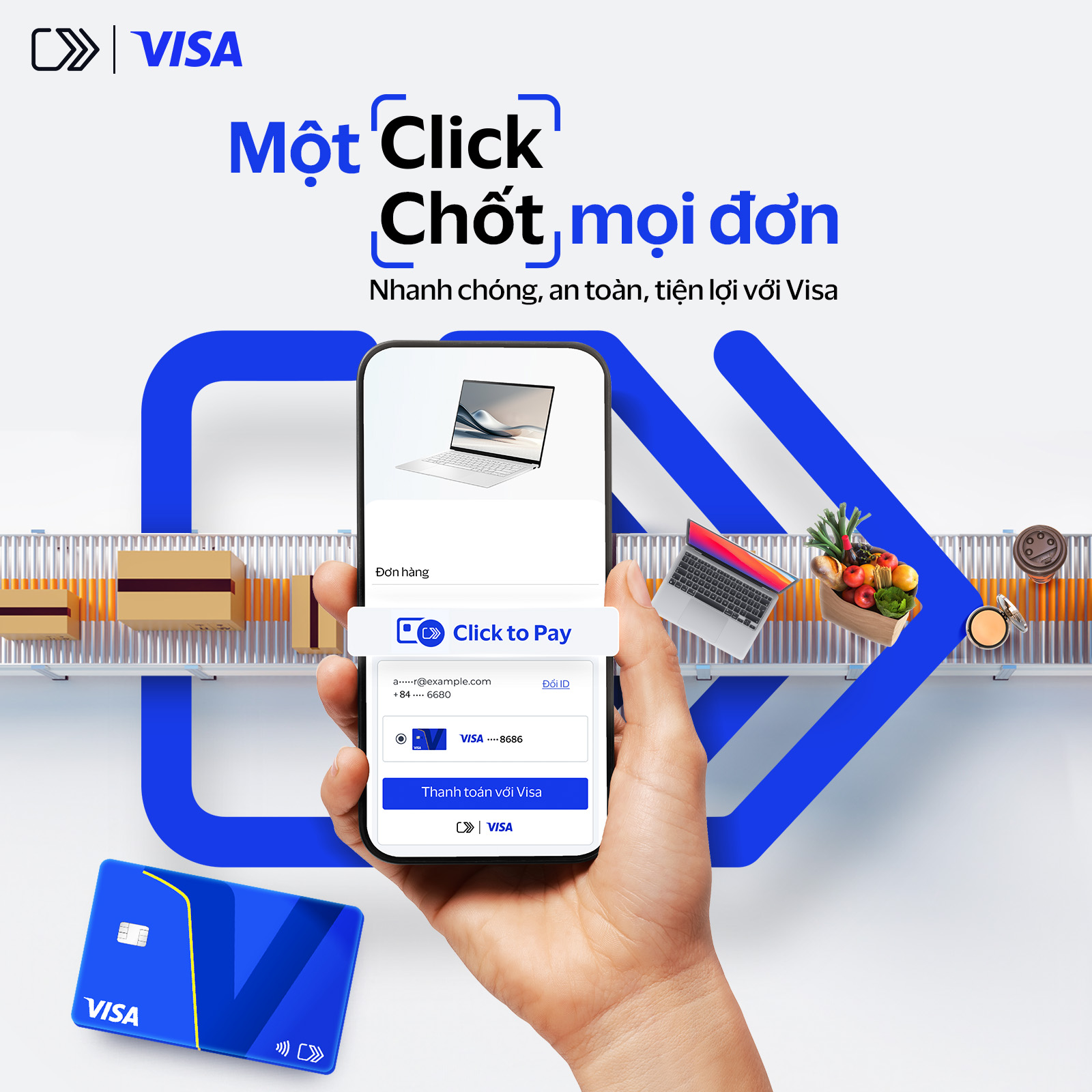 Khi mua sắm trên các trang thương mại điện tử của đối tác bán lẻ trong hoặc ngoài nước có biểu tượng Click to Pay, chủ thẻ có thể tận hưởng trải nghiệm thanh toán an toàn và tiện lợi hơn.