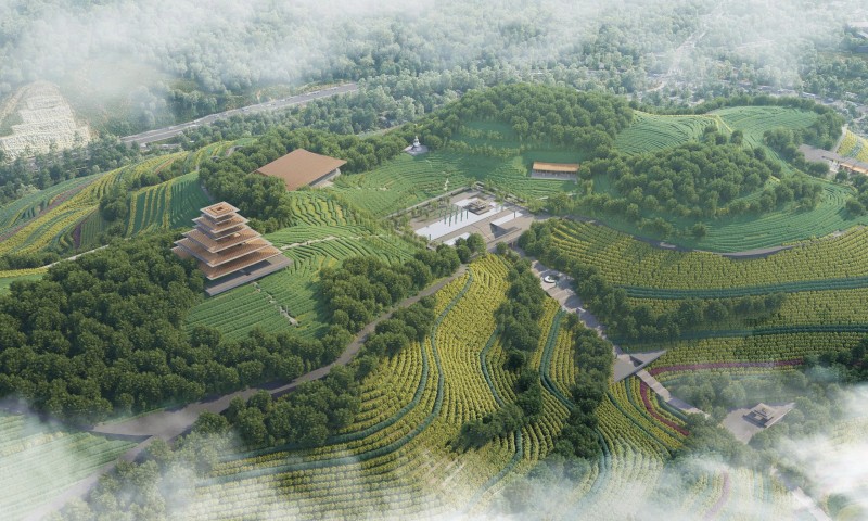 Ảnh 7: Tổ hợp công viên (cảnh quan văn hóa, tâm linh) Kim Thành là dự án chiến lược, đóng vai trò quan trọng trong việc kiến tạo diện mạo mới cho thành phố Lào Cai.