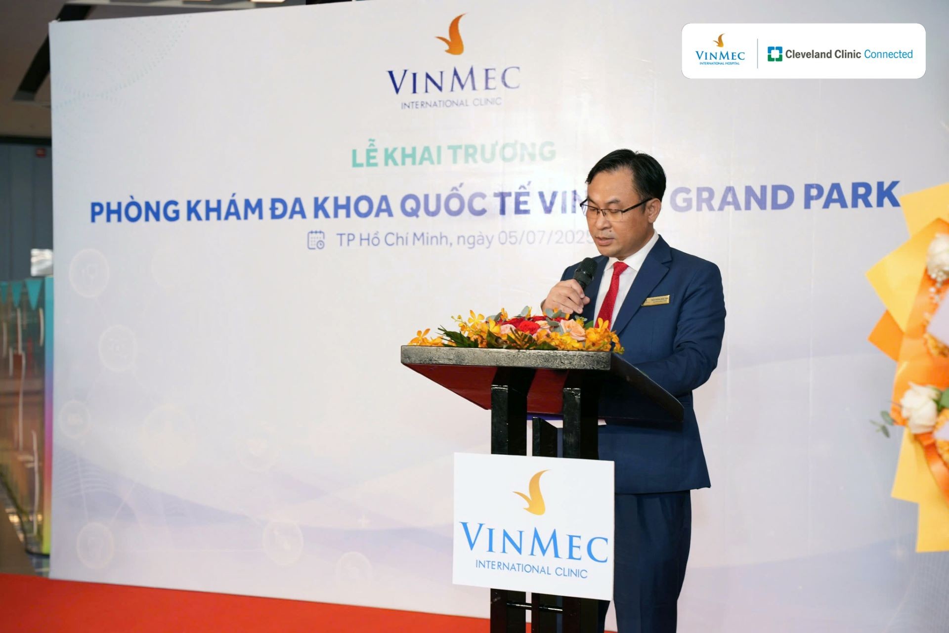 Ông Trần Hoàng Ngọc Anh - Giám đốc Bệnh viện ĐKQT Vinmec Central Park phát biểu tại buổi lễ