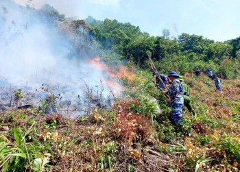 Cán bộ, chiến sĩ Vùng 3 Hải quân giúp nhân dân chữa cháy rừng
