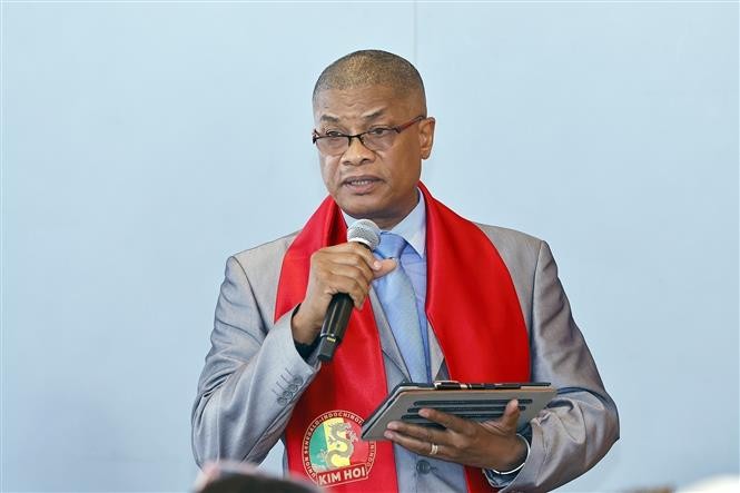 Đại diện Kim Hội (Hội người Việt, gốc Việt tại Senegal) phát biểu. Ảnh: Doãn Tấn/TTXVN