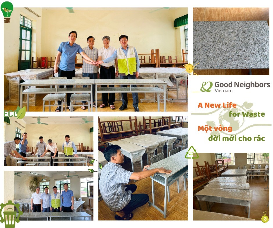 Tặng bàn ghế để giáo dục ý thức về môi trường
