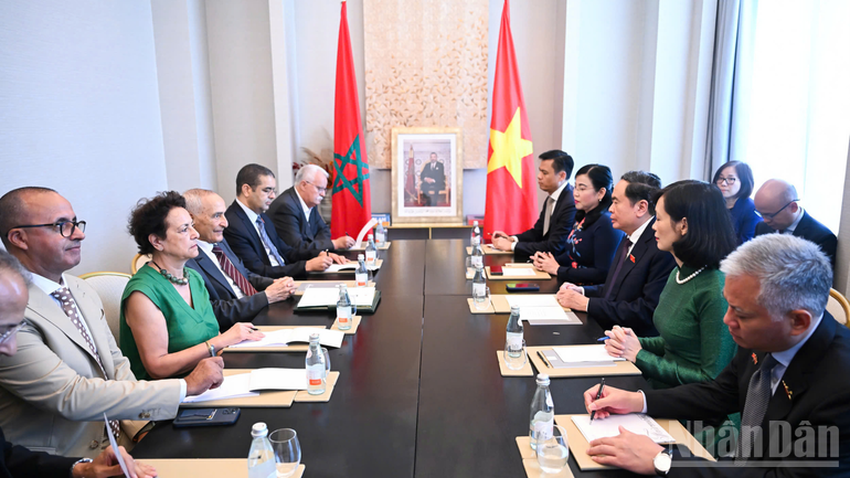 Chủ tịch Quốc hội Trần Thanh Mẫn tiếp Chủ tịch Hội hữu nghị Morocco-Việt Nam Mustapha El Ktiri.