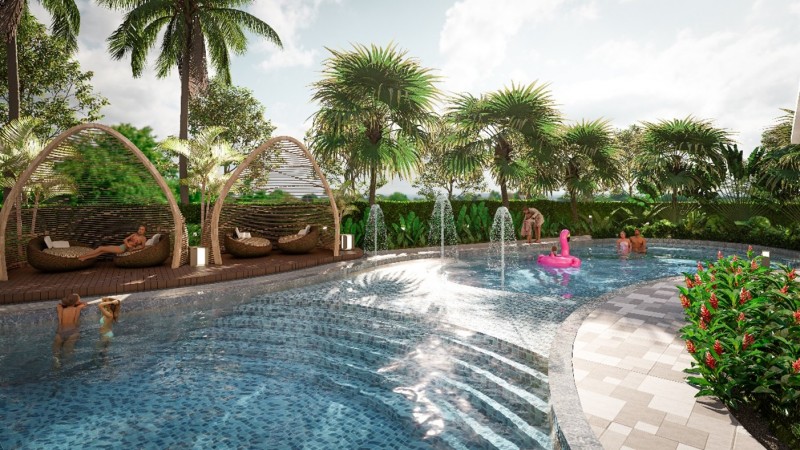 Bể bơi rộng hơn 500 m2 là nơi lý tưởng để thư giãn sau một ngày dài