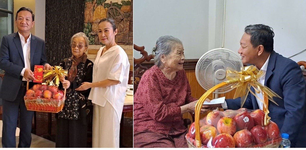 Đại sứ Việt Nam tại Lào Nguyễn Minh Tâm đã thăm, tặng quà và bày tỏ lòng tri ân với các gia đình kiều bào