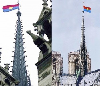Những người bạn Thụy Sĩ và lá cờ Việt Nam trên đỉnh Nhà thờ Đức Bà Paris
