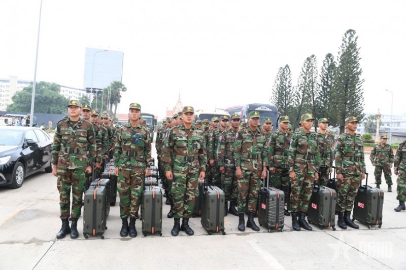 Quân nhân Quân đội Hoàng gia Campuchia trực tiếp tham dự lễ diễu binh.  
