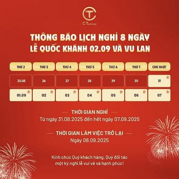 Nối tiếp kỳ nghỉ Quốc khánh 2/9, CT Group cho nhân viên nghỉ thêm 5 ngày dịp lễ Vu Lan