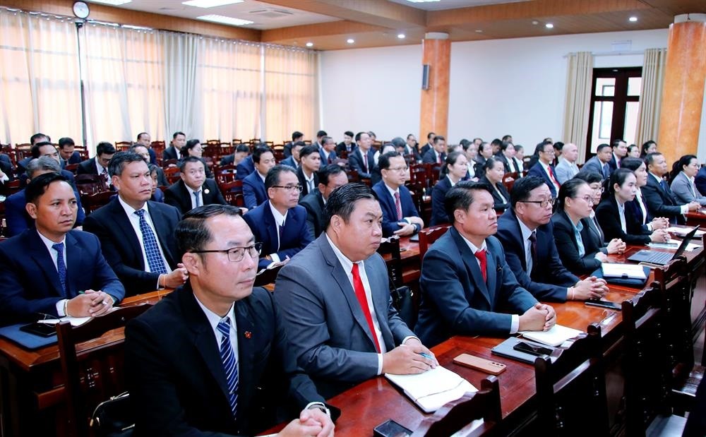 Các học viên Lào tại lễ khai giảng. (Ảnh: Học viện Chính trị Quốc gia Hồ Chí Minh)