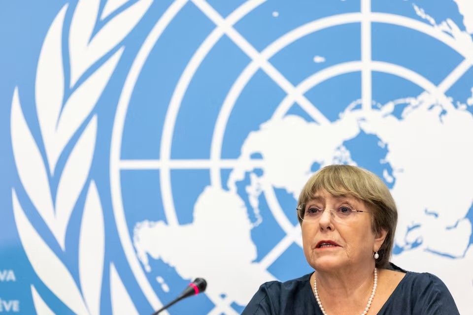 Cao ủy Nhân quyền LHQ Michelle Bachelet tại cuộc họp báo cuối cùng trước khi kết thúc nhiệm kỳ ở Geneva, Thụy Sĩ, ngày 25/8/2022. Ảnh: Reuters