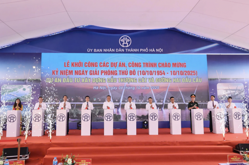 Khởi công 2 cầu lớn qua sông Hồng, chào mừng kỷ niệm 71 năm Ngày Giải phóng Thủ đô