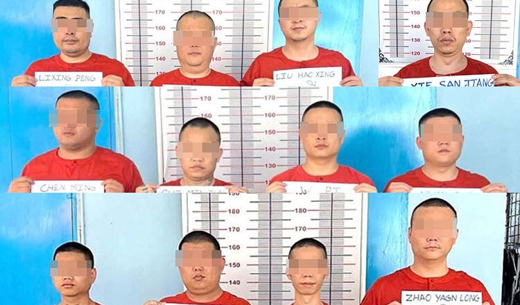 Cảnh sát tỉnh Kampot (Campuchia) bắt giữ nhóm nghi phạm liên quan đến các vụ lừa đảo trực tuyến và sát hại một sinh viên đại học Hàn Quốc tại tỉnh Kampot vào tháng 8/2025. (Ảnh: AKP)