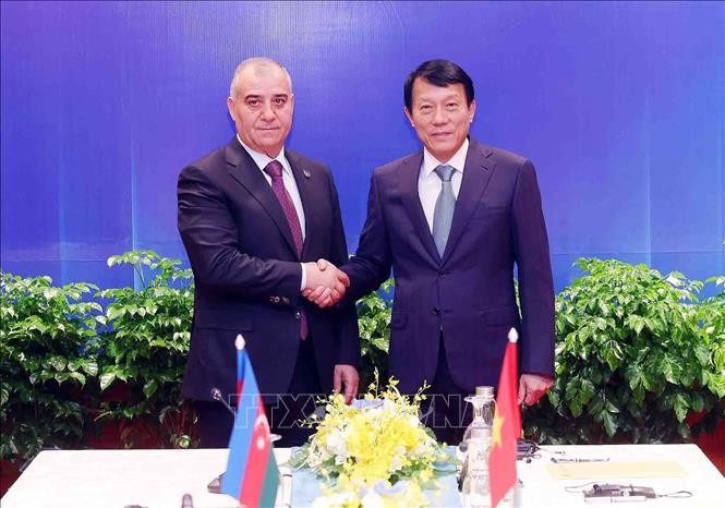 Đại tướng Lương Tam Quang, Bộ trưởng Bộ Công an tiếp ngài Ali Nagiyev, Giám đốc An ninh quốc gia Azerbaijan. Ảnh: Phạm Kiên - TTXVN Đại tướng Lương Tam Quang, Bộ trưởng Bộ Công an tiếp ngài Ali Nagiyev, Giám đốc An ninh quốc gia Azerbaijan. Ảnh: Phạm Kiên - TTXVN