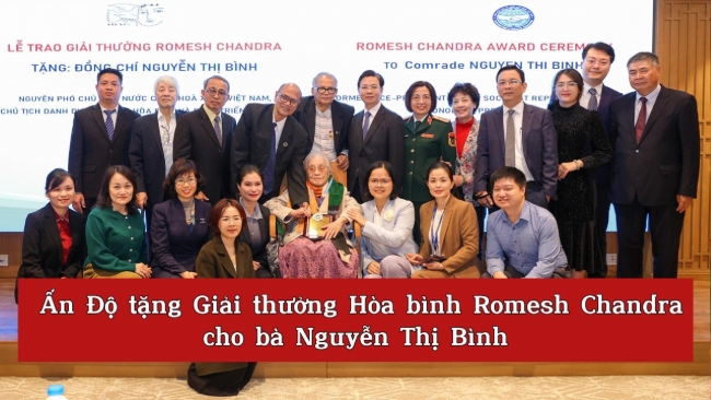 Ấn Độ tặng Giải thưởng Hòa bình Romesh Chandra cho bà Nguyễn Thị Bình